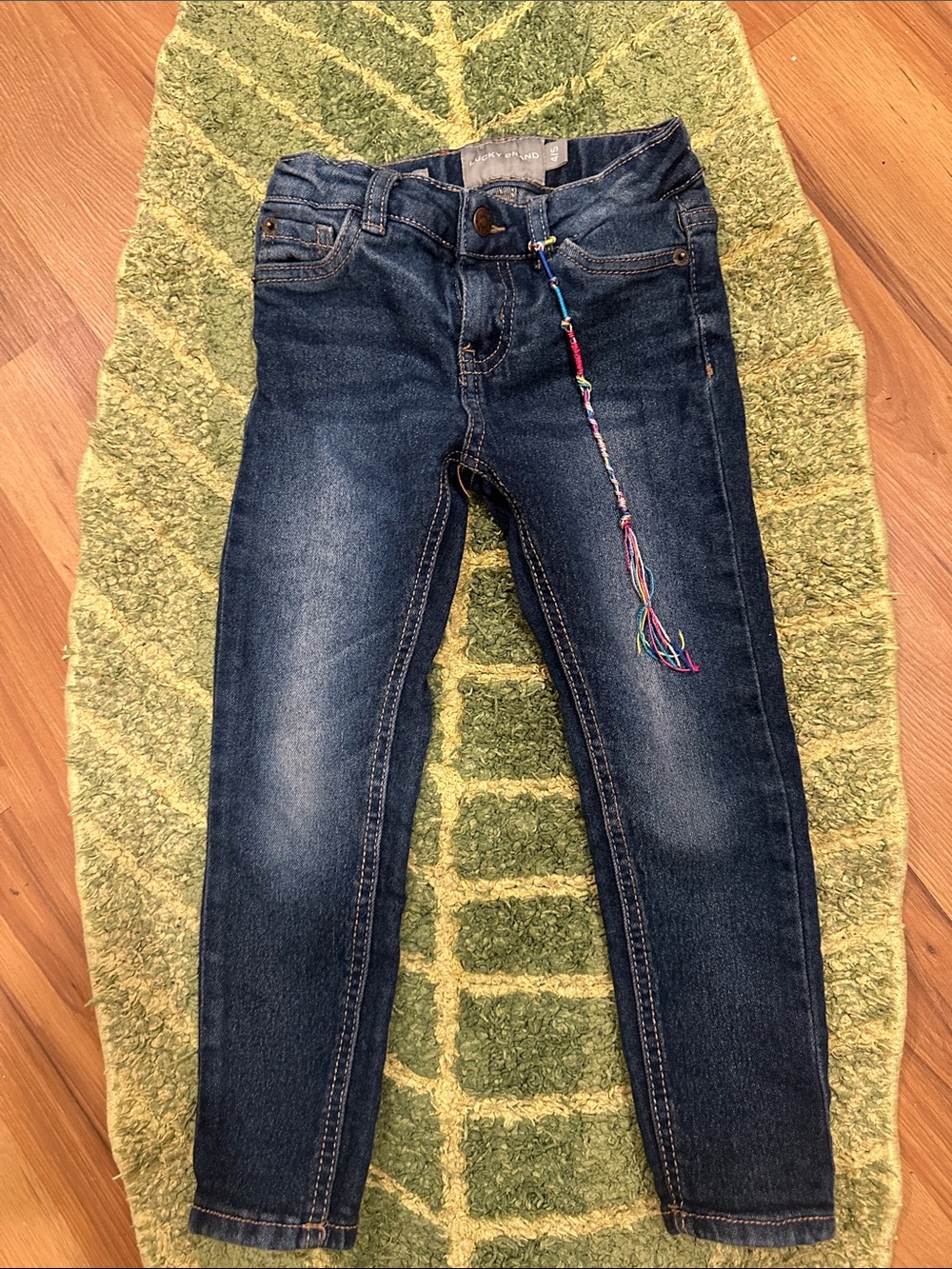 Lucky Brand Dark Blue Kids Slim Jeans with Colorful Tassel Charm